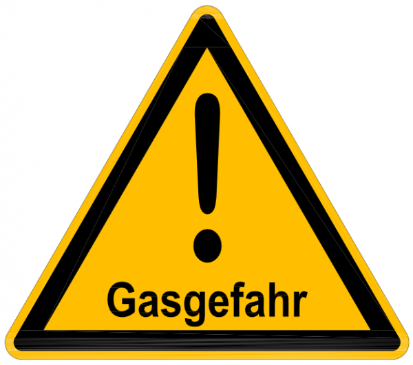 "Hinweis auf Gasgefahr"